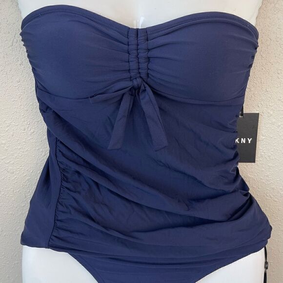 NWT DKNY Navy Blue Tankini and Matching Bottoms Size 6 - Picture 2 of 11